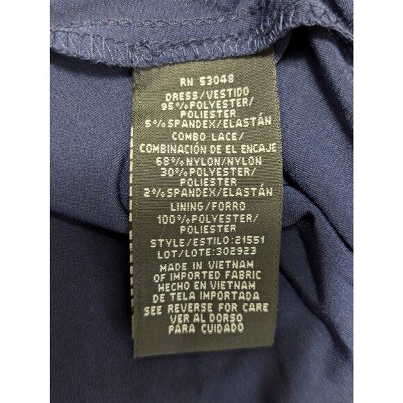 NWT@$109! NIGHTWAY! FULL LENGTH NAVY BLUE LACE, CHIFFON & NUDE MAXI DRESS! SZ 10 - Picture 9 of 14